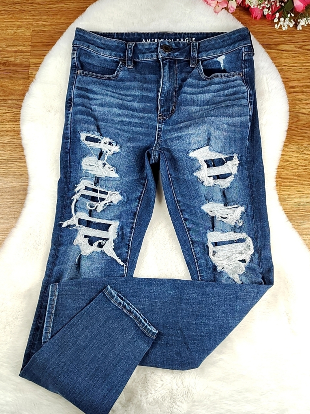 American Eagle Distressed Hi Rise Skinny Jeans Size 8 Jeans AEO High Rise Skinny